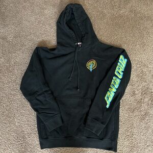 Santa Cruz skater hoodie, Black, blue, yellow Men's medium